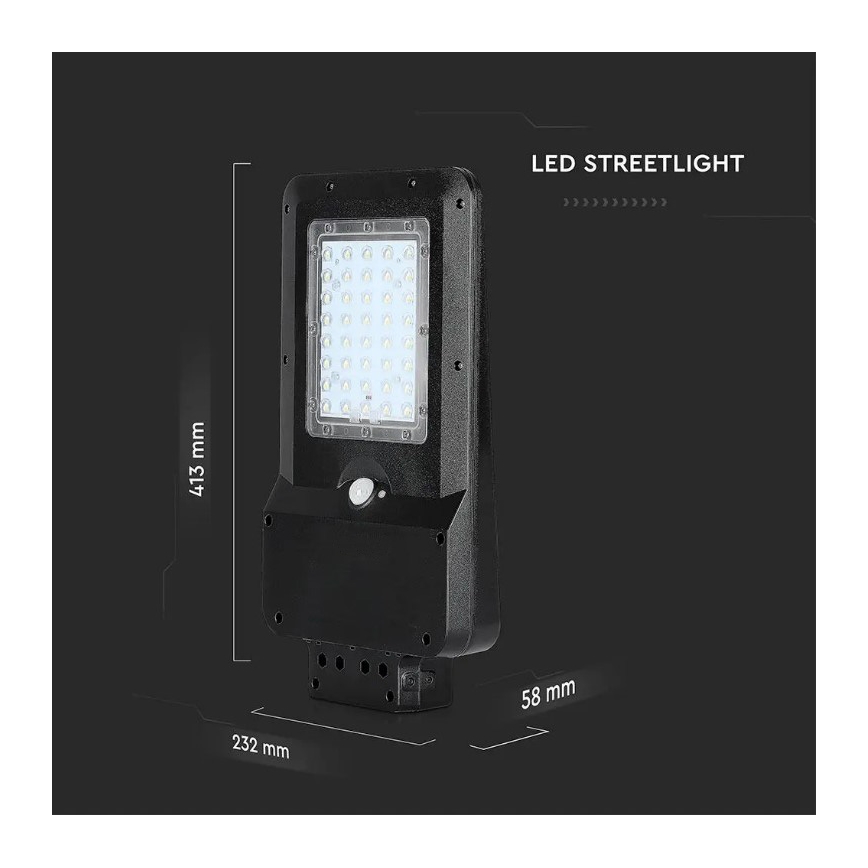 Farola solar con sensor LED/15W/7,4V 6000K IP65 5400 mAh