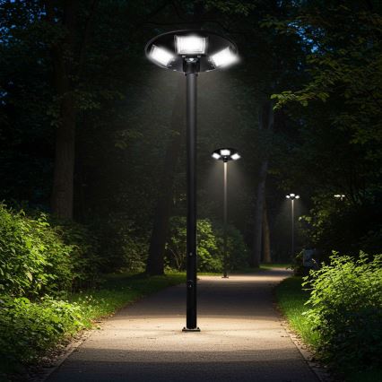 Farola solar LED regulable con sensor LED/22W/6V 18000 mAh 6500K IP65 negra + mando a distancia