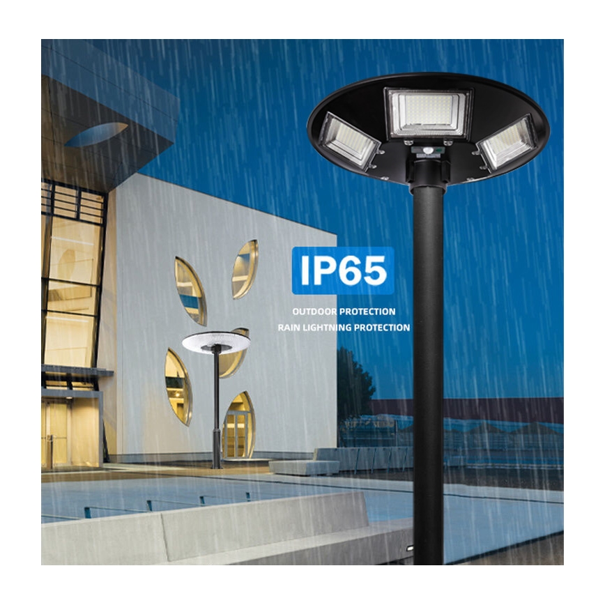 Farola solar LED regulable con sensor LED/22W/6V 18000 mAh 6500K IP65 negra + mando a distancia