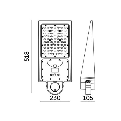 Farola solar LED regulable con sensor STREET LED/30W/9,6V 3000/4000K 6000 mAh IP65 + mando a distancia