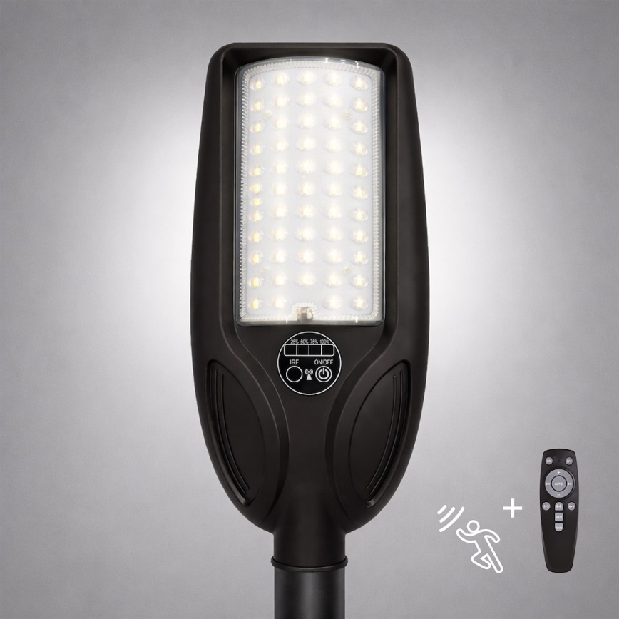 Farola solar LED regulable con sensor VENICE LED/50W/3,2V 4000 mAh IP65 negra + mando a distancia