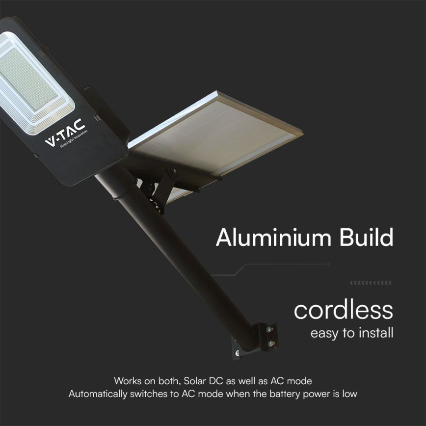 Farola solar híbrida regulable LED/50W/230V 6500K IP65 50000 mAh + control remoto