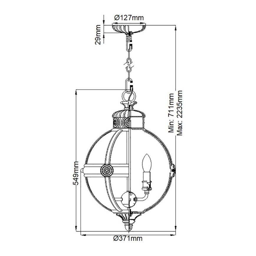 Feiss - Lámpara colgante con cadena ADAMS 3xE14/60W/230V dorado