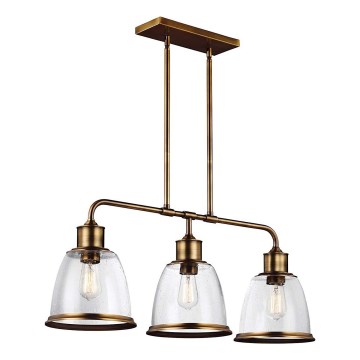 Feiss - Lámpara colgante con varilla HOBSON 3xE27/60W/230V, acabado bronce