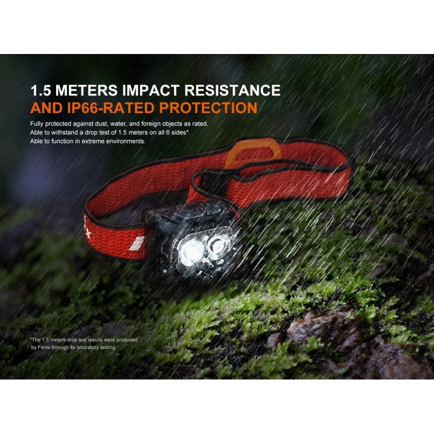 Fenix HL18RTV20WHT - Linterna frontal LED recargable y regulable LED/USB IP66 800 brillante 160 h blanco/negro