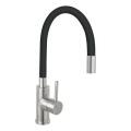 FERRO - Grifo de fregadero con brazo flexible acero inoxidable/negro mate
