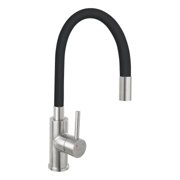FERRO - Grifo de fregadero con brazo flexible acero inoxidable/negro mate