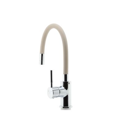 FERRO - Grifo de fregadero con brazo flexible cromo brillante/beige