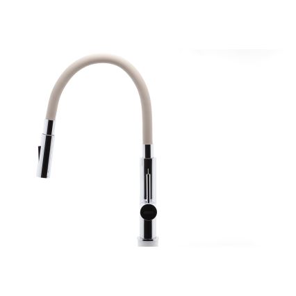 FERRO - Grifo de fregadero con brazo flexible cromo brillante/beige