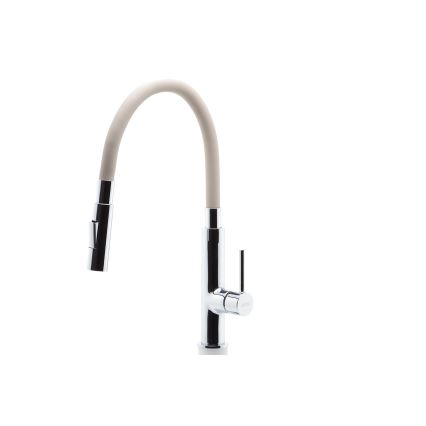 FERRO - Grifo de fregadero con brazo flexible cromo brillante/beige