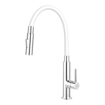 FERRO - Grifo de fregadero con brazo flexible cromo brillante/blanco