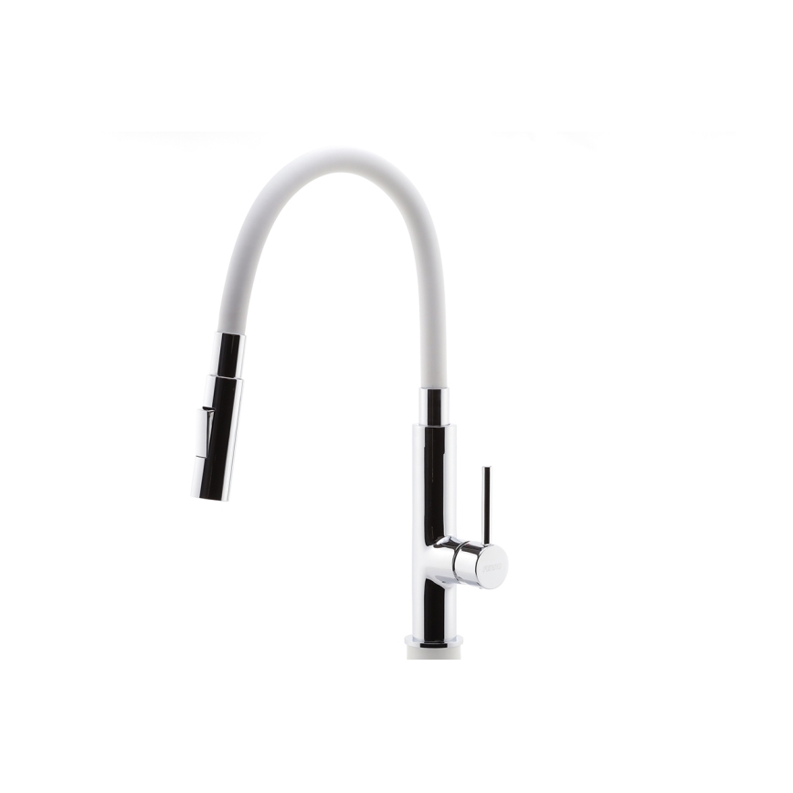 FERRO - Grifo de fregadero con brazo flexible cromo brillante/blanco