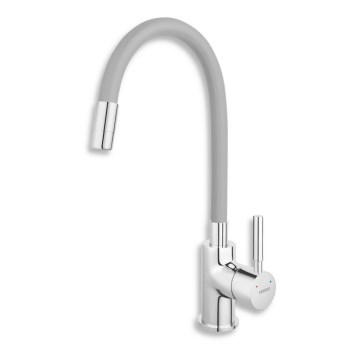 FERRO - Grifo de fregadero con brazo flexible cromo brillante/gris