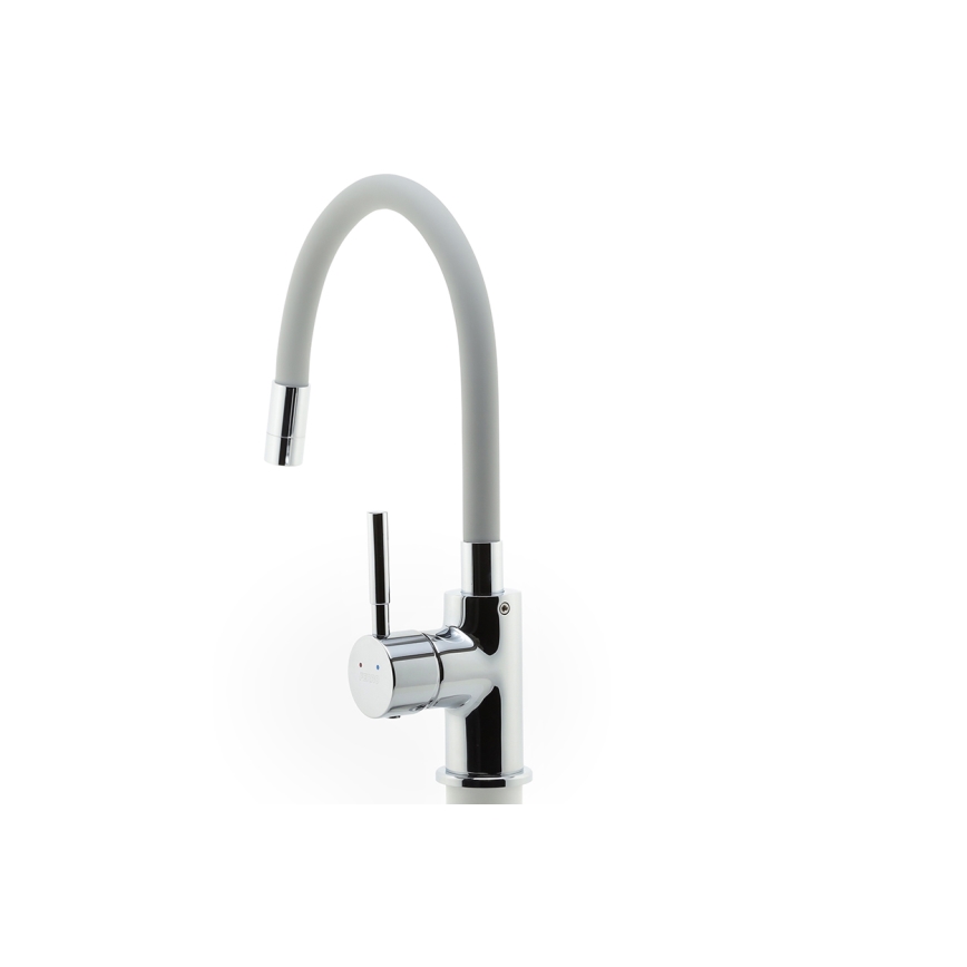 FERRO - Grifo de fregadero con brazo flexible cromo brillante/gris