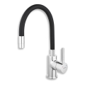 FERRO - Grifo de fregadero con brazo flexible cromo brillante/negro mate