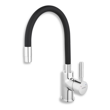 FERRO - Grifo de fregadero con brazo flexible cromo brillante/negro mate