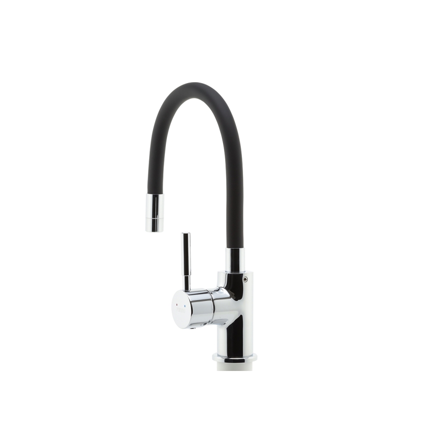 FERRO - Grifo de fregadero con brazo flexible cromo brillante/negro mate