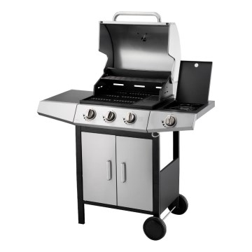 Fieldmann - Parrilla de gas 4x quemador cromo mate/negro