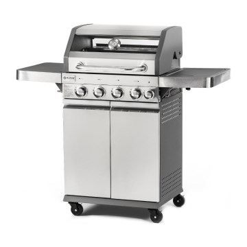 Fieldmann - Parrilla de gas, 5 quemadores, acabado en cromo mate