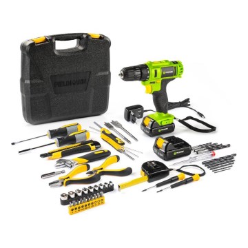 Fieldmann - Taladro a batería con accesorios 12 V 1300 mAh