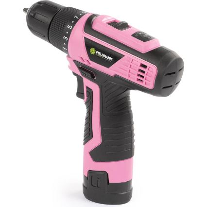 Fieldmann - Taladro inalámbrico AKU 12V 1500 mAh rosa/negro