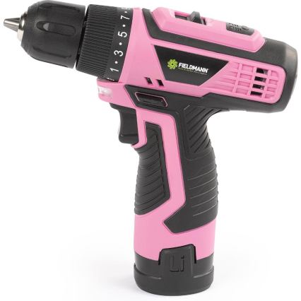 Fieldmann - Taladro inalámbrico AKU 12V 1500 mAh rosa/negro