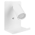 Foco de pared con estante y USB con cargador 1xGU10/35W/230V blanco