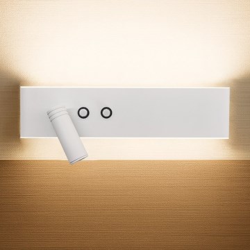 Foco de pared LED RESORT LED/10W/230V + LED/3W, blanco, izquierdo