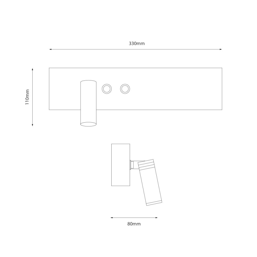Foco de pared LED RESORT LED/10W/230V + LED/3W, blanco, izquierdo