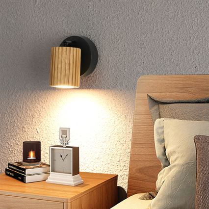 Foco de pared MODERN WOOD 1xGU10/8W/230V madera/negro