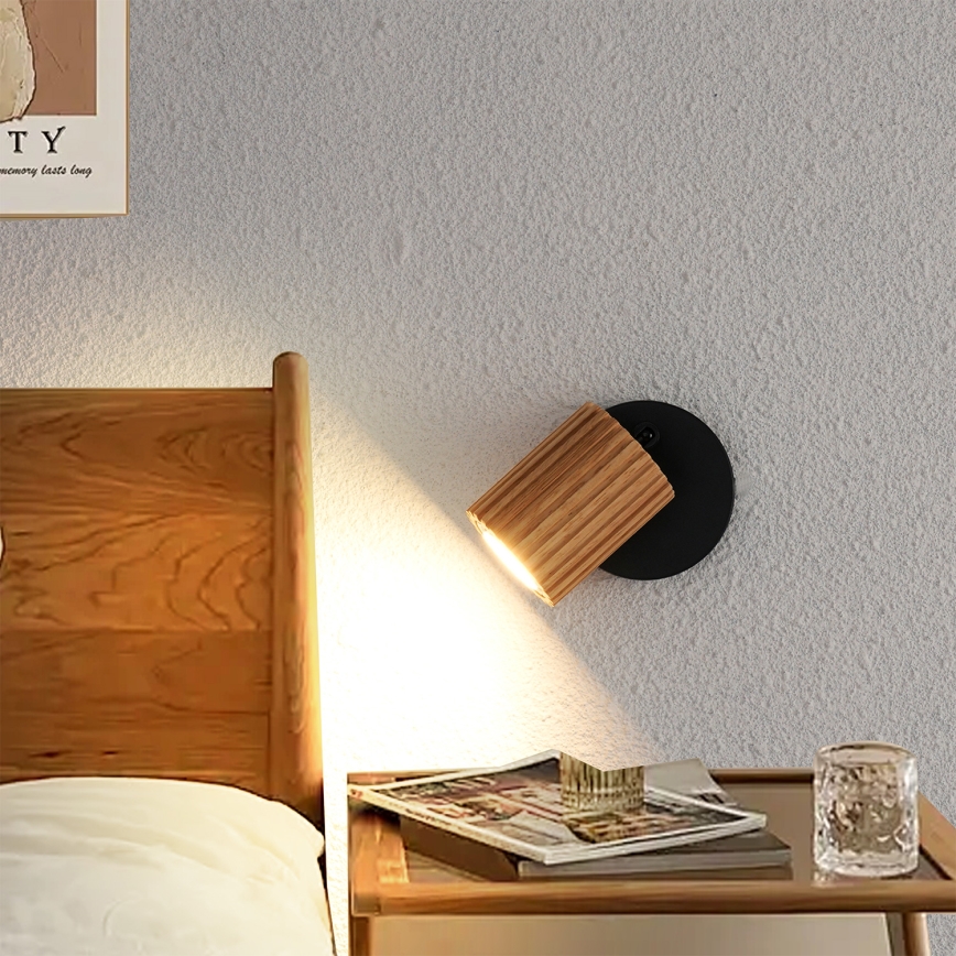 Foco de pared MODERN WOOD 1xGU10/8W/230V madera/negro