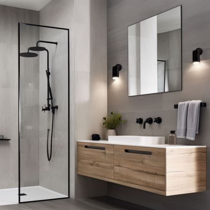 Foco empotrable LED RGBW regulable para baño TURYN 1xGU10/4,8W/230V 3000K IP44 negro + mando a distancia