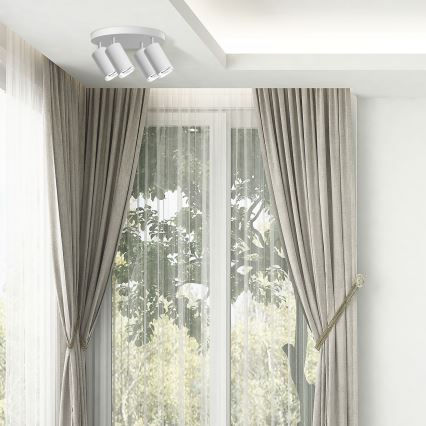 Foco empotrado regulable LED RGBW para baño TURYN 4xGU10/4,8W/230V 3000K IP44 blanco + mando a distancia