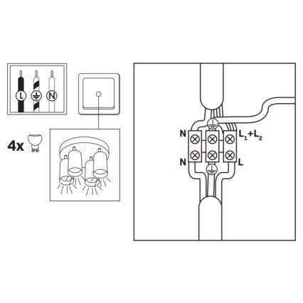 Foco empotrado regulable LED RGBW para baño TURYN 4xGU10/4,8W/230V 3000K IP44 blanco + mando a distancia