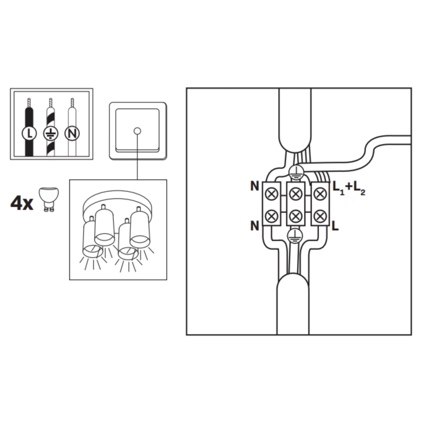 Foco empotrado regulable LED RGBW para baño TURYN 4xGU10/4,8W/230V 3000K IP44 blanco + mando a distancia