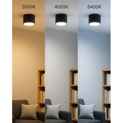 Foco empotrable LED/5W/230V 3000/4000/6400K Ø 7,5 cm negro