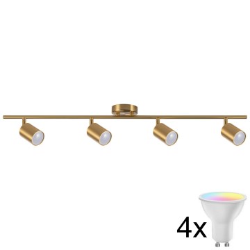 Foco empotrable LED RGBW regulable GOLDIE 4xGU10/4,8W/230V 3000K dorado + mando a distancia