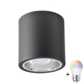 Foco empotrable LED RGBW regulable JUPITER 1xE27/6,5W/230V 2700-6500K Wi-Fi Ø 13 cm negro
