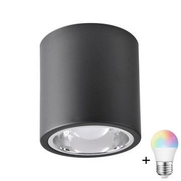 Foco empotrable LED RGBW regulable JUPITER 1xE27/6,5W/230V 2700-6500K Wi-Fi Ø 13 cm negro