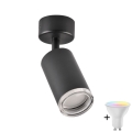 Foco empotrable LED RGBW regulable para baño TURYN 1xGU10/4,8W/230V 3000K IP44 negro + mando a distancia
