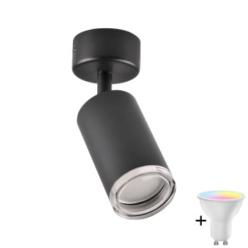 Foco empotrable LED RGBW regulable para baño TURYN 1xGU10/4,8W/230V 3000K IP44 negro + mando a distancia