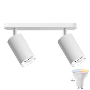 Foco empotrable LED RGBW regulable para baño TURYN 2xGU10/4,8W/230V 3000K IP44 blanco + mando a distancia
