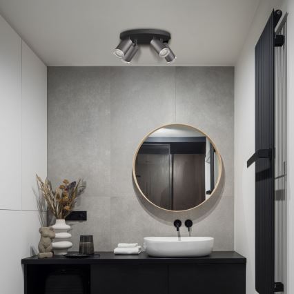 Foco empotrable LED RGBW regulable para baño TURYN 4xGU10/4,8W/230V 3000K IP44 negro + mando a distancia