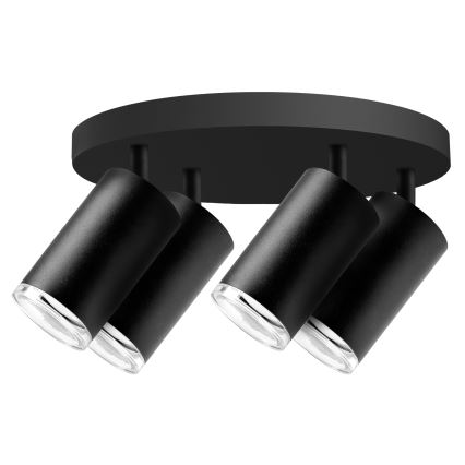 Foco empotrable LED RGBW regulable para baño TURYN 4xGU10/4,8W/230V 3000K IP44 negro + mando a distancia