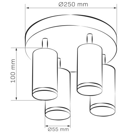 Foco empotrable LED RGBW regulable para baño TURYN 4xGU10/4,8W/230V 3000K IP44 negro + mando a distancia