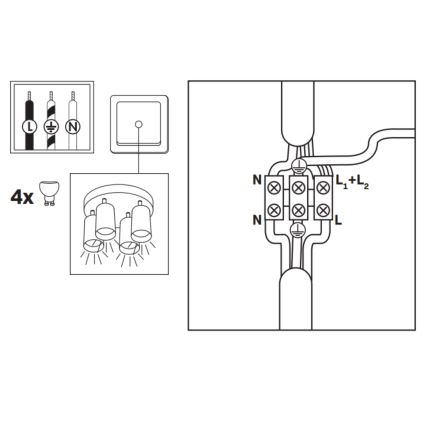 Foco empotrable LED RGBW regulable para baño TURYN 4xGU10/4,8W/230V 3000K IP44 negro + mando a distancia
