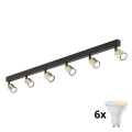 Foco empotrable LED RGBW regulable TOP 6xGU10/6,5W/230V 2700-6500K negro/dorado