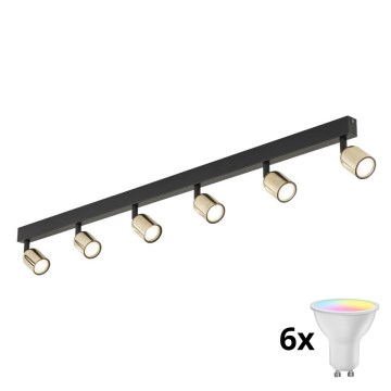 Foco empotrable LED RGBW regulable TOP 6xGU10/6,5W/230V 2700-6500K negro/dorado