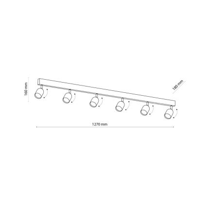 Foco empotrable LED RGBW regulable TOP 6xGU10/6,5W/230V 2700-6500K negro/dorado