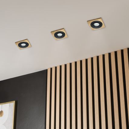 Foco empotrado TOBBY 1xGU10/20W/230V 11,5x11,5 cm roble/negro